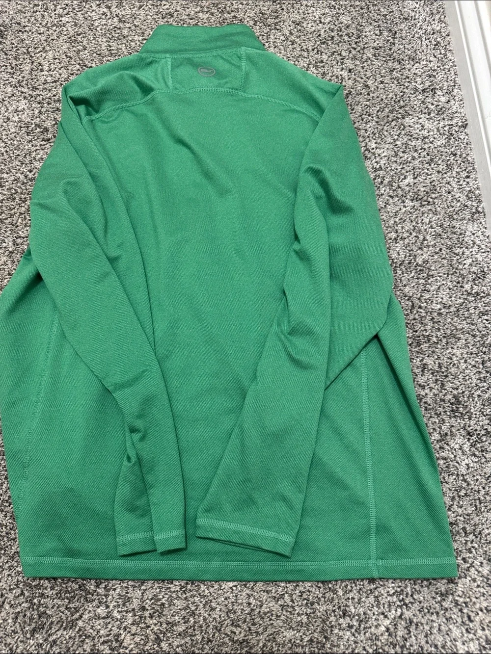 Vineyard Vines Green Performance Quarter-Zip with Navy Trim